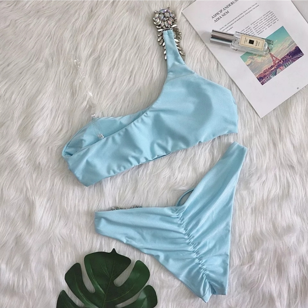 Baby Blue Rhinestone Bikini Set - Picture 3 of 5
